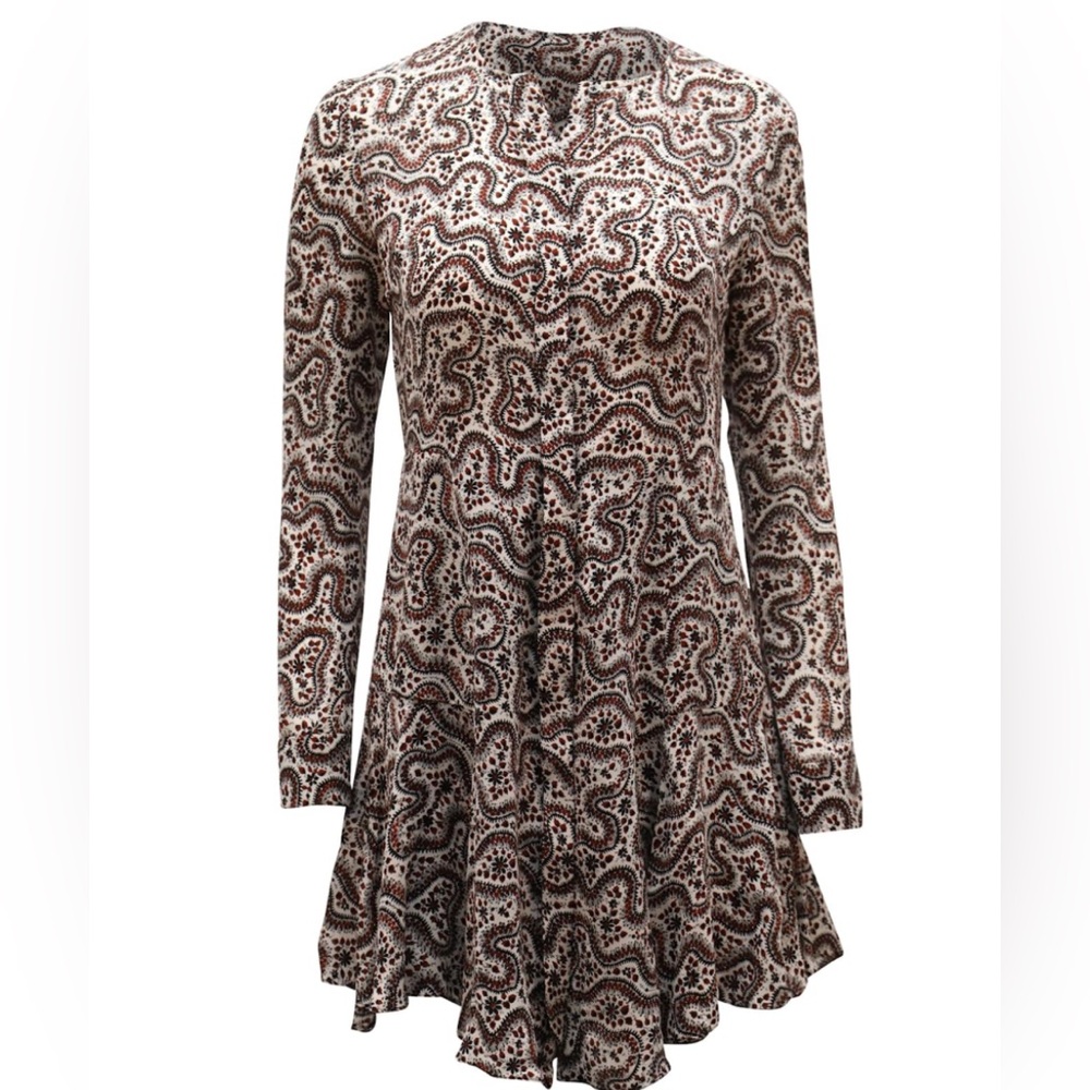 A.L.C. 100% Silk Paisley Mini Dress Boho Revival 70s Romantic Fall